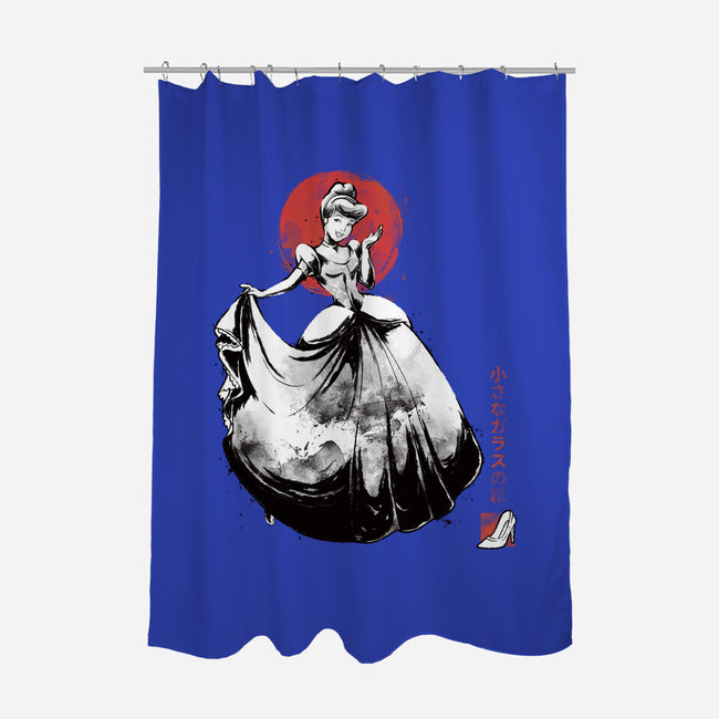 Moonlit Maiden Sumi-e-None-Polyester-Shower Curtain-Astrobot Invention