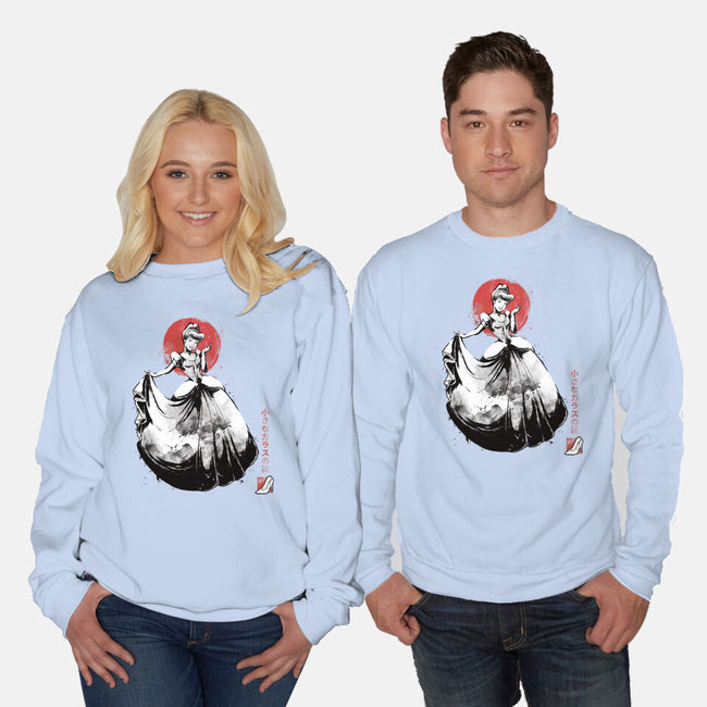 Moonlit Maiden Sumi-e-Unisex-Crew Neck-Sweatshirt-Astrobot Invention
