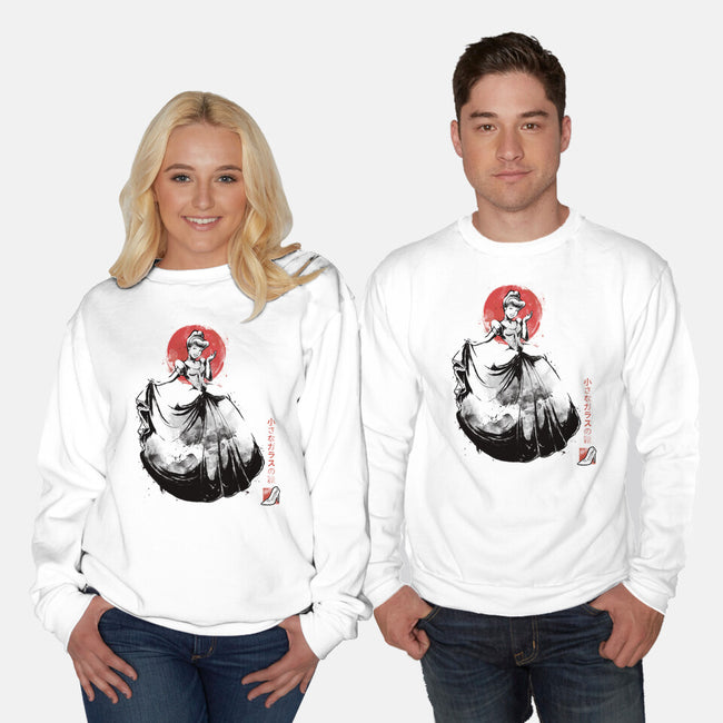 Moonlit Maiden Sumi-e-Unisex-Crew Neck-Sweatshirt-Astrobot Invention
