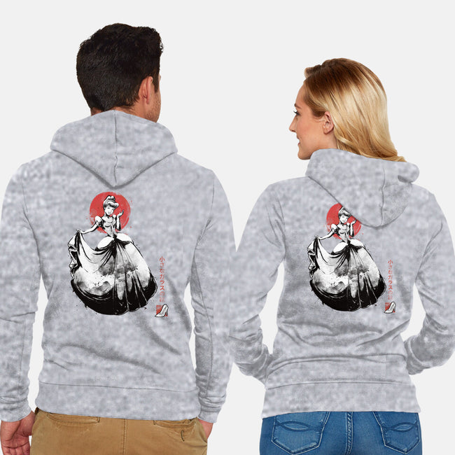 Moonlit Maiden Sumi-e-Unisex-Zip-Up-Sweatshirt-Astrobot Invention