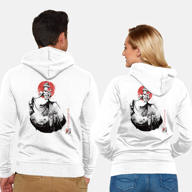 Moonlit Maiden Sumi-e-Unisex-Zip-Up-Sweatshirt-Astrobot Invention