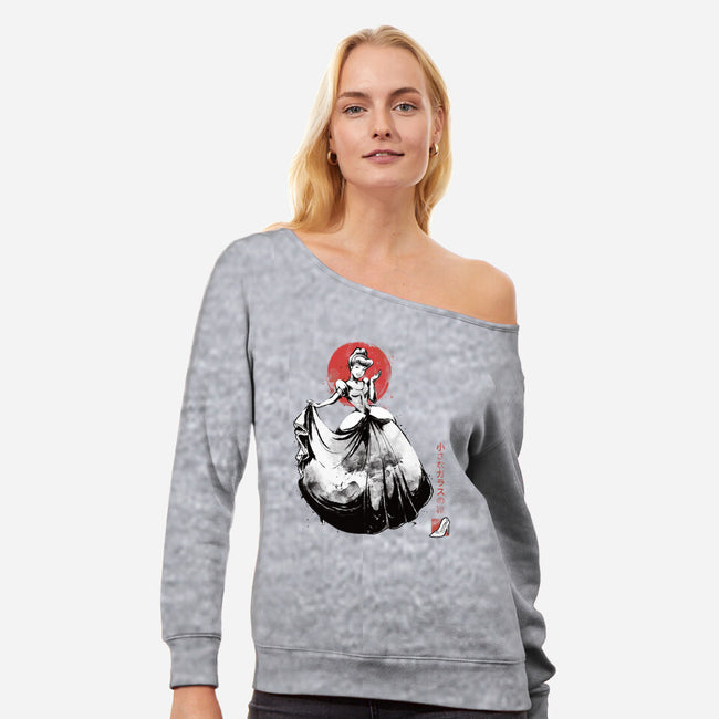 Moonlit Maiden Sumi-e-Womens-Off Shoulder-Sweatshirt-Astrobot Invention