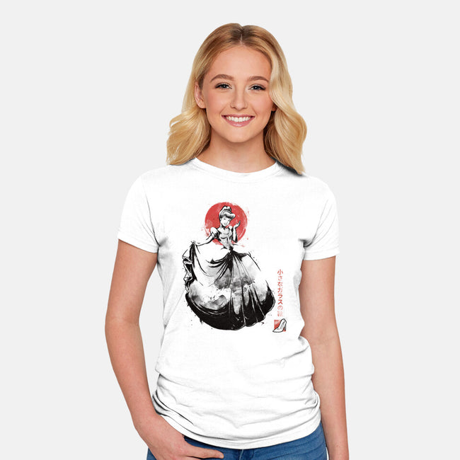 Moonlit Maiden Sumi-e-Womens-Fitted-Tee-Astrobot Invention