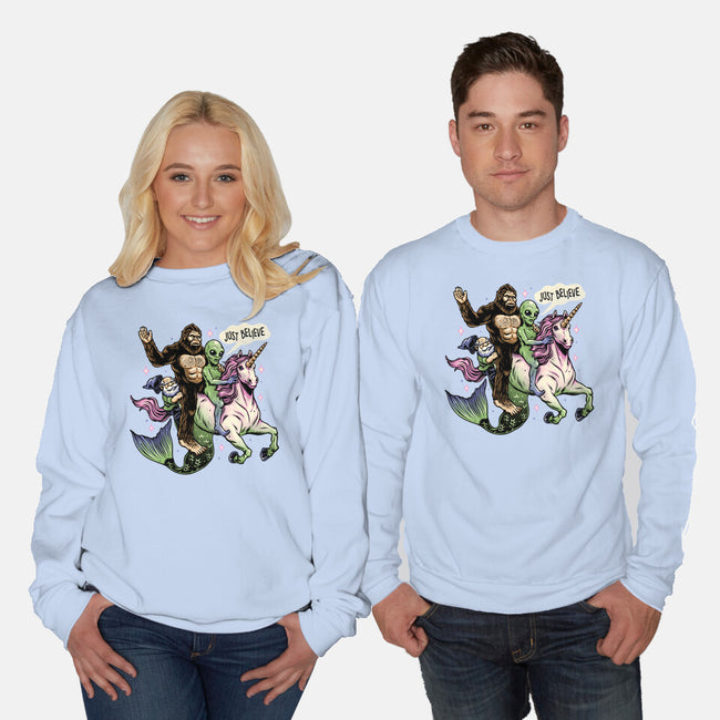 Just Believe-Unisex-Crew Neck-Sweatshirt-momma_gorilla