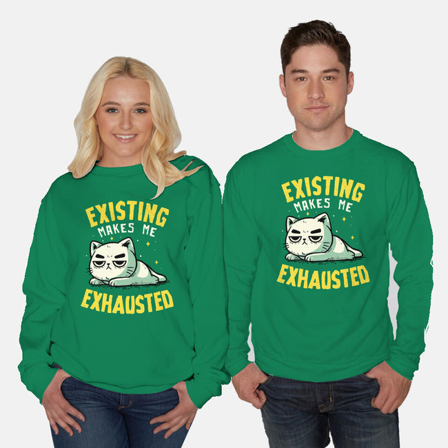 Existing Makes Me Exhausted-Unisex-Crew Neck-Sweatshirt-koalastudio