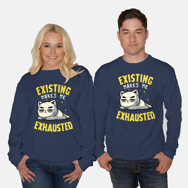 Existing Makes Me Exhausted-Unisex-Crew Neck-Sweatshirt-koalastudio