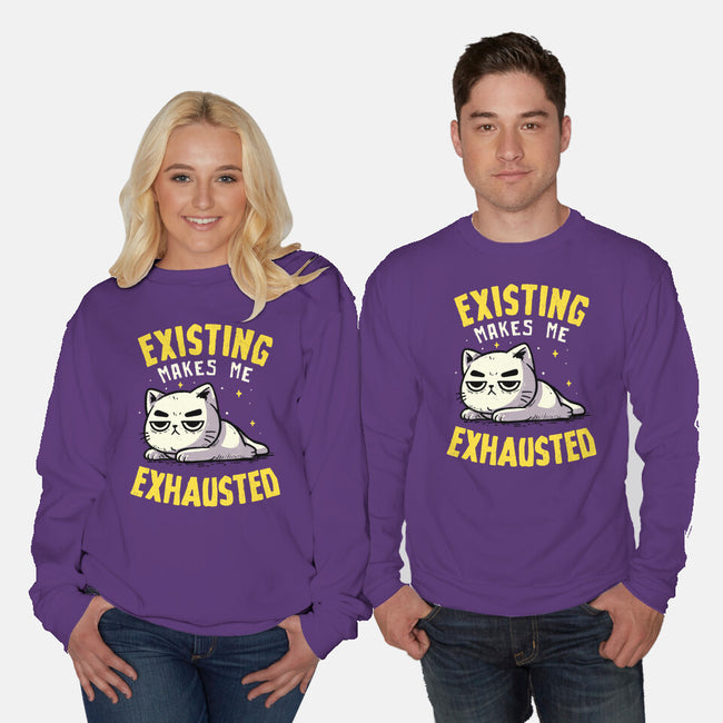 Existing Makes Me Exhausted-Unisex-Crew Neck-Sweatshirt-koalastudio