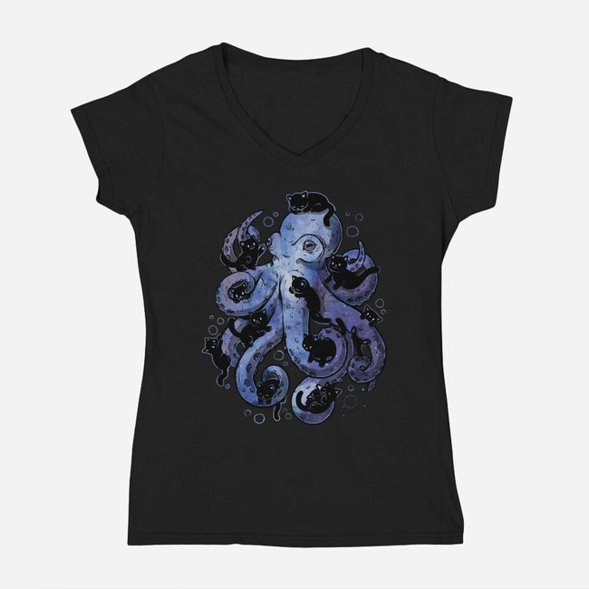 Octopurr-Womens-V-Neck-Tee-eduely