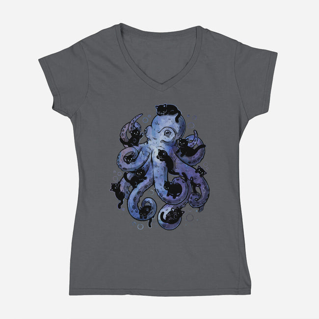 Octopurr-Womens-V-Neck-Tee-eduely