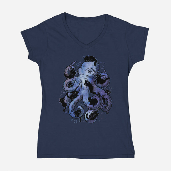 Octopurr-Womens-V-Neck-Tee-eduely