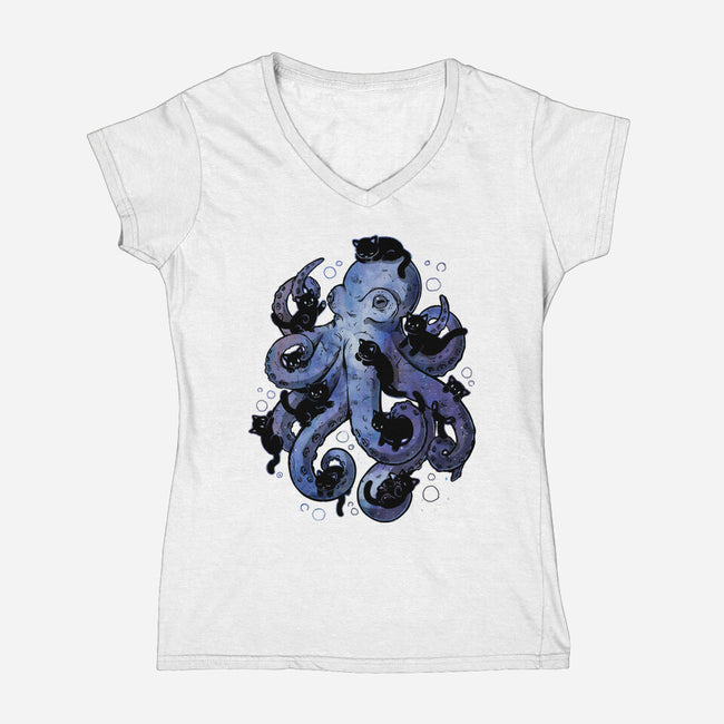 Octopurr-Womens-V-Neck-Tee-eduely