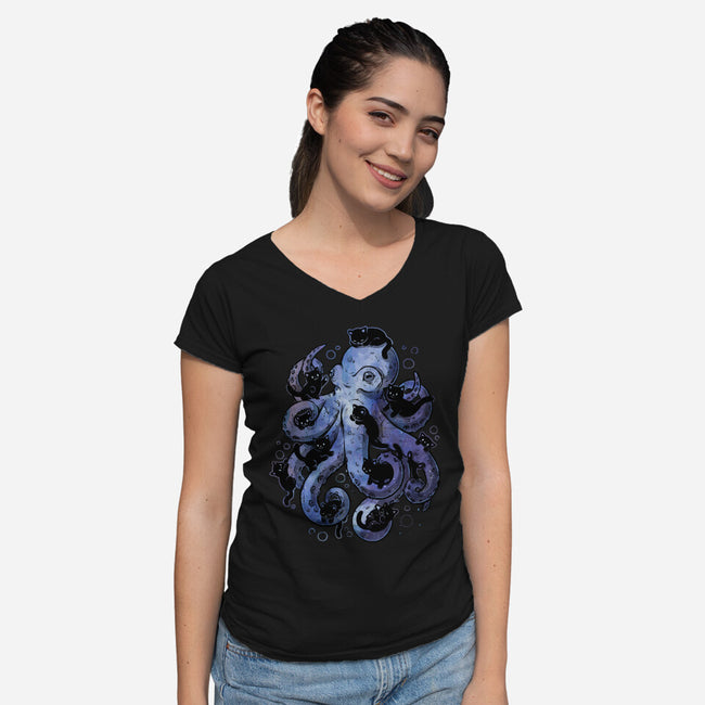 Octopurr-Womens-V-Neck-Tee-eduely