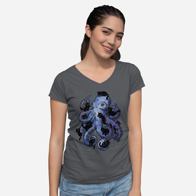 Octopurr-Womens-V-Neck-Tee-eduely