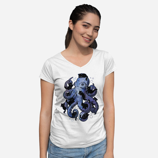 Octopurr-Womens-V-Neck-Tee-eduely