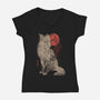 Bloomy Fox-Womens-V-Neck-Tee-eduely