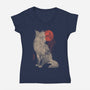 Bloomy Fox-Womens-V-Neck-Tee-eduely