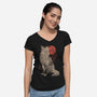 Bloomy Fox-Womens-V-Neck-Tee-eduely