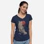 Bloomy Fox-Womens-V-Neck-Tee-eduely