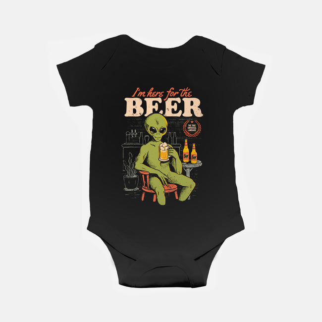 Here For The Beer-Baby-Basic-Onesie-eduely