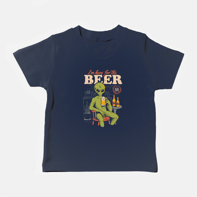 Here For The Beer-Baby-Basic-Tee-eduely