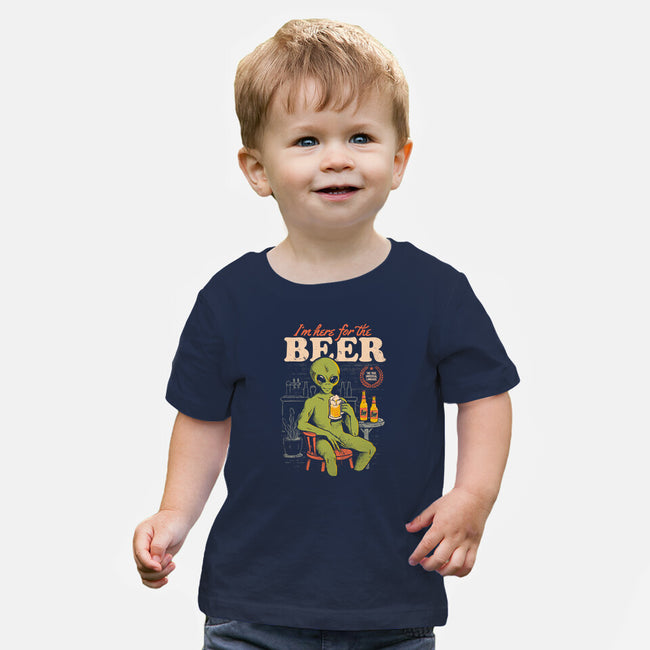 Here For The Beer-Baby-Basic-Tee-eduely