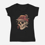 Overthinker Skull-Womens-V-Neck-Tee-eduely