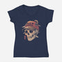 Overthinker Skull-Womens-V-Neck-Tee-eduely