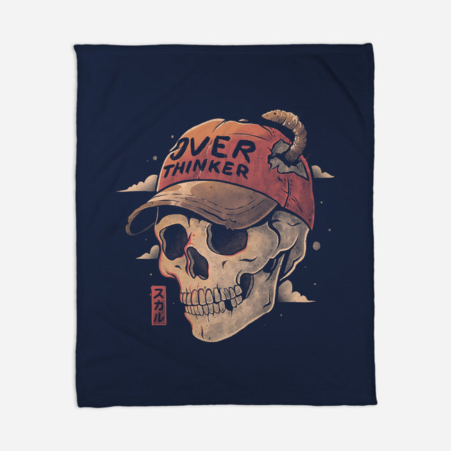 Overthinker Skull-None-Fleece-Blanket-eduely