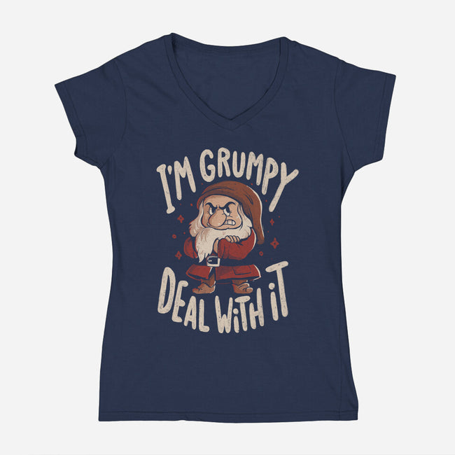 I’m Grumpy Deal With It-Womens-V-Neck-Tee-Arigatees