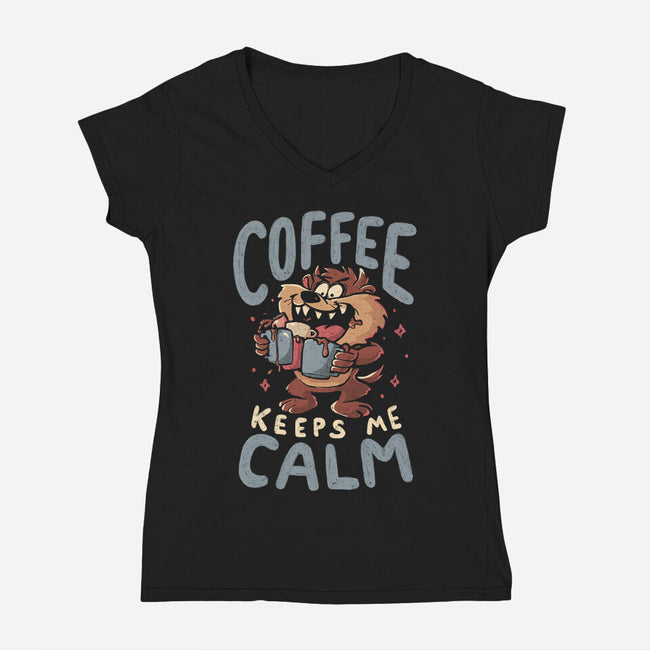 Coffee Keeps Me Calm-Womens-V-Neck-Tee-Arigatees