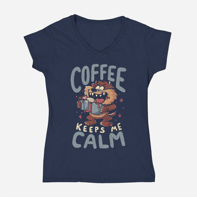 Coffee Keeps Me Calm-Womens-V-Neck-Tee-Arigatees