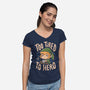 Too Tired To Hero-Womens-V-Neck-Tee-Arigatees