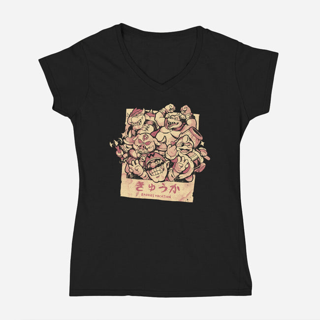 Baddies Vacation-Womens-V-Neck-Tee-Arigatees