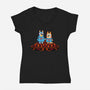 Doggy Twins-Womens-V-Neck-Tee-Raffiti