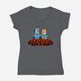 Doggy Twins-Womens-V-Neck-Tee-Raffiti