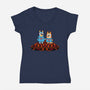 Doggy Twins-Womens-V-Neck-Tee-Raffiti