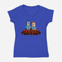 Doggy Twins-Womens-V-Neck-Tee-Raffiti