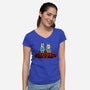Doggy Twins-Womens-V-Neck-Tee-Raffiti