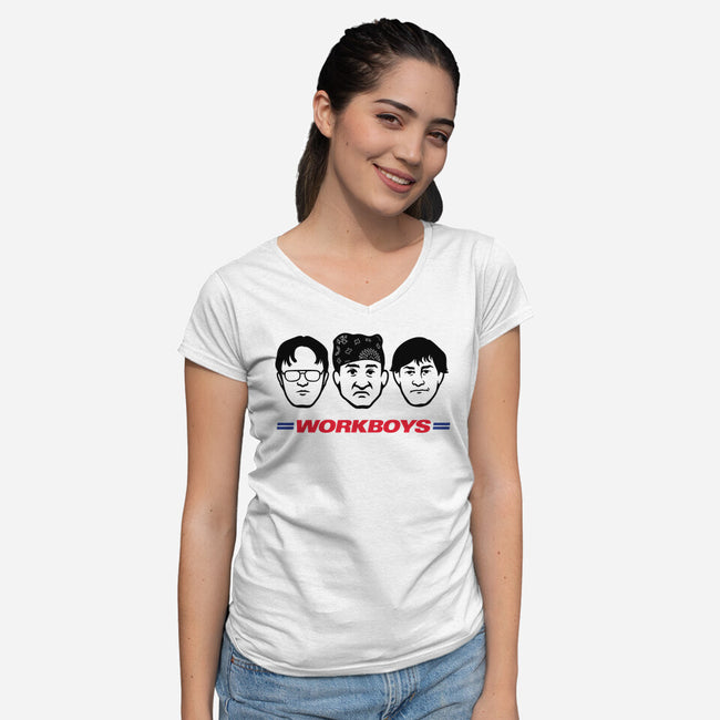 Work Boys-Womens-V-Neck-Tee-jasesa