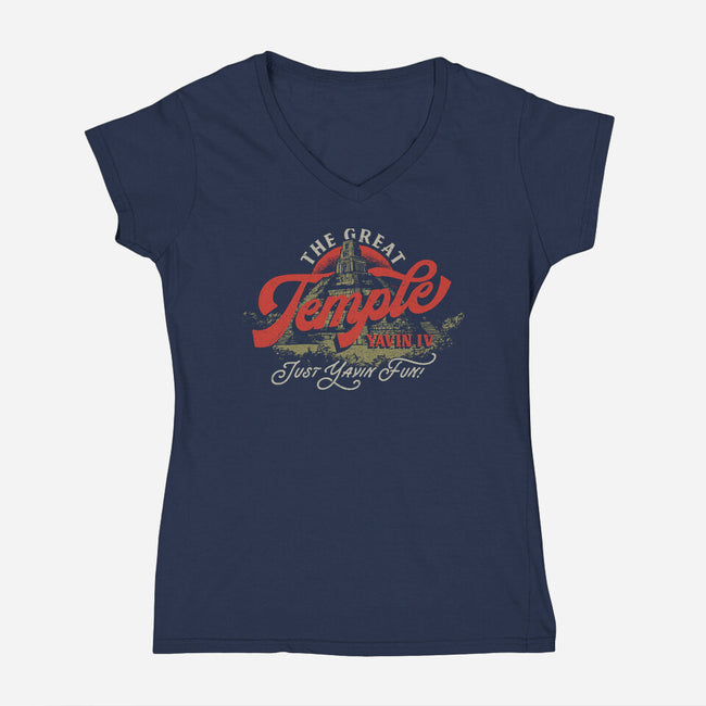 Just Yavin Fun-Womens-V-Neck-Tee-Wheels