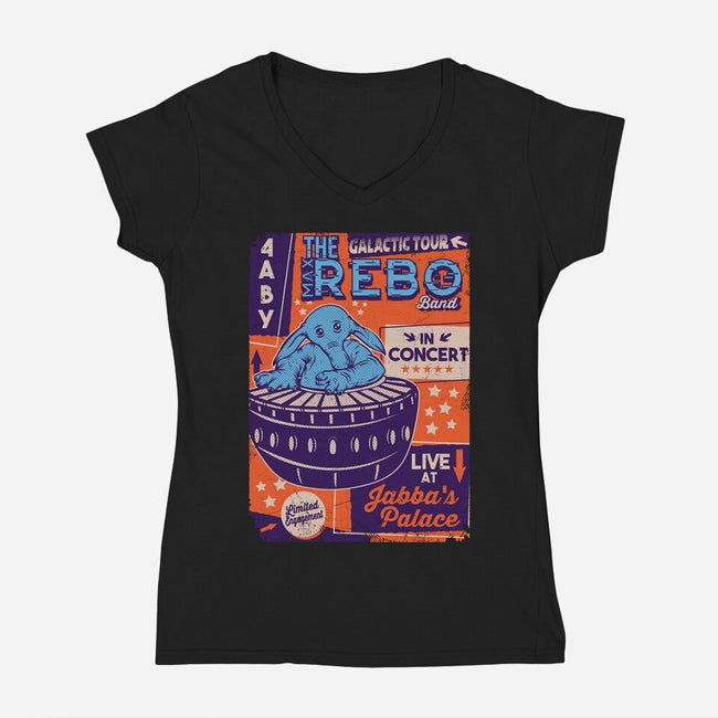Max Rebo Live-Womens-V-Neck-Tee-CarloJ1956