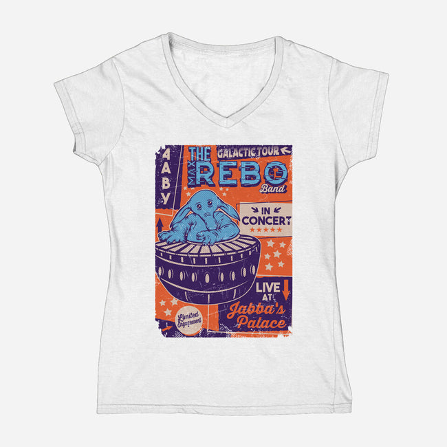 Max Rebo Live-Womens-V-Neck-Tee-CarloJ1956