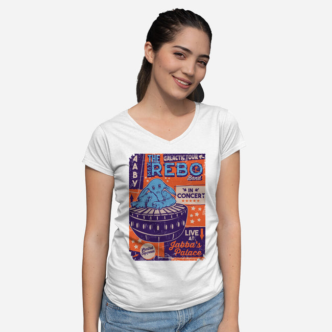 Max Rebo Live-Womens-V-Neck-Tee-CarloJ1956