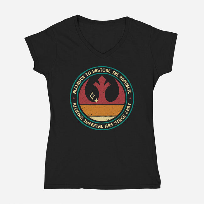 Kicking Imperial Ass-Womens-V-Neck-Tee-teesgeex