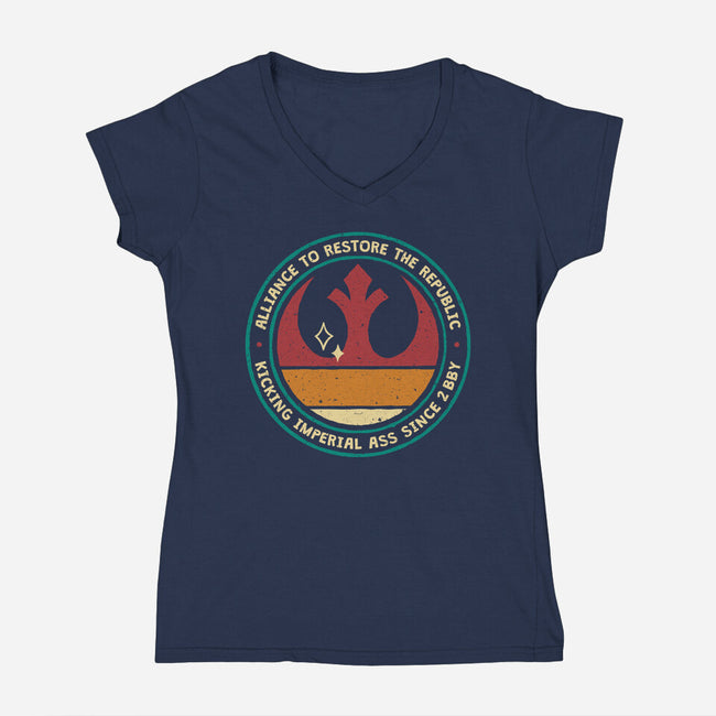 Kicking Imperial Ass-Womens-V-Neck-Tee-teesgeex