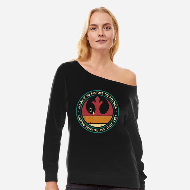 Kicking Imperial Ass-Womens-Off Shoulder-Sweatshirt-teesgeex