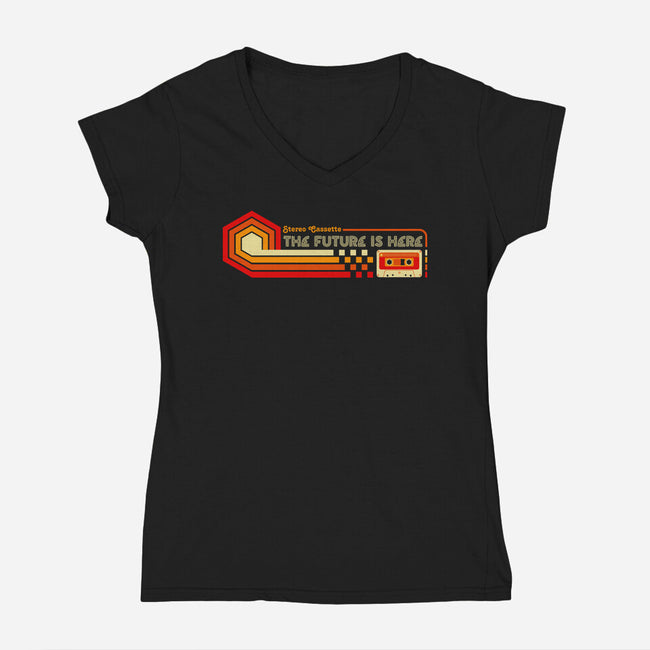 Future Is Here-Womens-V-Neck-Tee-rocketman_art