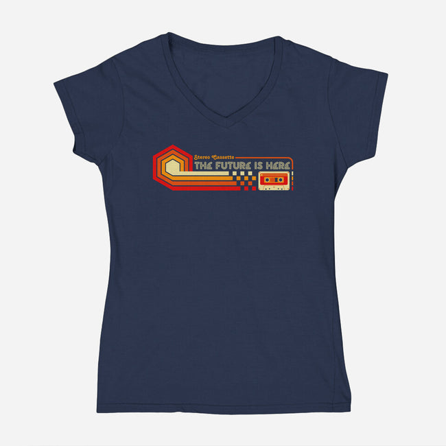 Future Is Here-Womens-V-Neck-Tee-rocketman_art