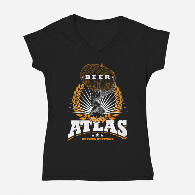 Mighty Atlas Beer-Womens-V-Neck-Tee-Getsousa!