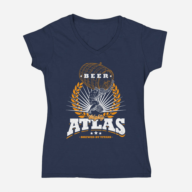 Mighty Atlas Beer-Womens-V-Neck-Tee-Getsousa!